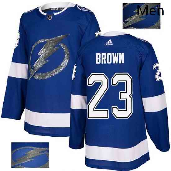 Mens Adidas Tampa Bay Lightning 23 JT Brown Authentic Royal Blue Fashion Gold NHL Jersey